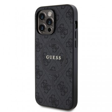Guess PU Leather 4G Colored Ring MagSafe Case for iPhone 14 Pro Max Black