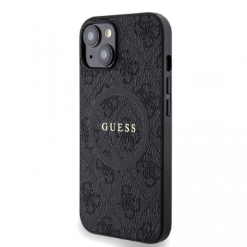 Guess PU Leather 4G Colored Ring MagSafe Case for iPhone 14 Black
