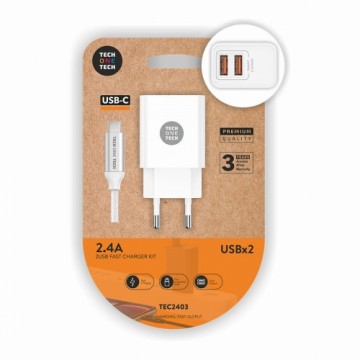 Sienas Lādētājs + USB Kabelis-C Tech One Tech Dubultā