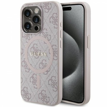 Guess GUHMP15XG4GFRP iPhone 15 Pro Max 6.7" różowy|pink hardcase 4G Collection Leather Metal Logo MagSafe