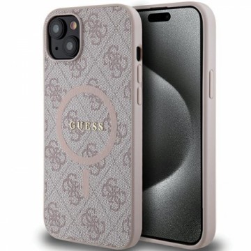 Guess GUHMP15MG4GFRP iPhone 15 Plus | 14 Plus 6.7" różowy|pink hardcase 4G Collection Leather Metal Logo MagSafe