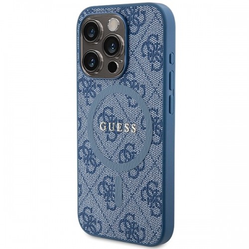 Guess GUHMP15LG4GFRB iPhone 15 Pro 6.1" niebieski|blue hardcase 4G Collection Leather Metal Logo MagSafe image 2