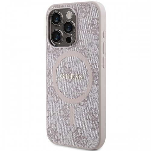 Guess GUHMP14XG4GFRP iPhone 14 Pro Max 6.7" różowy|pink hardcase 4G Collection Leather Metal Logo MagSafe image 2