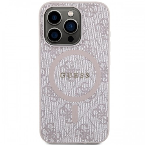 Guess GUHMP14XG4GFRP iPhone 14 Pro Max 6.7" różowy|pink hardcase 4G Collection Leather Metal Logo MagSafe image 3