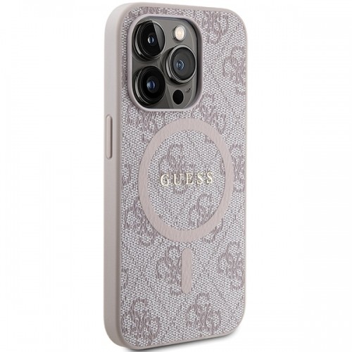 Guess GUHMP14XG4GFRP iPhone 14 Pro Max 6.7" różowy|pink hardcase 4G Collection Leather Metal Logo MagSafe image 4