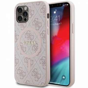Guess GUHMP12MG4GFRP iPhone 12|12 Pro 6.1" różowy|pink hardcase 4G Collection Leather Metal Logo MagSafe