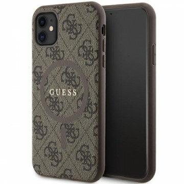Guess GUHMN61G4GFRW iPhone 11 6.1" | Xr brązowy|brown hardcase 4G Collection Leather Metal Logo MagSafe