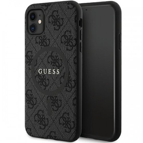 Guess GUHMN61G4GFRK iPhone 11 6.1" | Xr czarny|black hardcase 4G Collection Leather Metal Logo MagSafe image 1