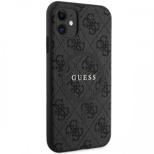 Guess GUHMN61G4GFRK iPhone 11 6.1" | Xr czarny|black hardcase 4G Collection Leather Metal Logo MagSafe image 4