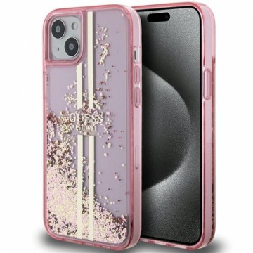 Guess GUHCP15MLFCSEGP iPhone 15 Plus | 14 Plus 6.7" różowy|pink hardcase Liquid Glitter Gold Stripes