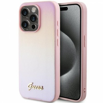 Guess GUHCP14LPSAIRSP iPhone 14 Pro 6.1" różowy|pink hardcase Saffiano Iridescent Script