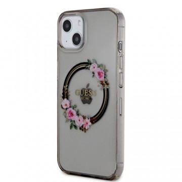 Guess PC|TPU Flowers Ring Glossy Logo MagSafe Case for iPhone 13 Black