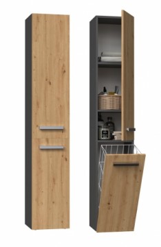 Top E Shop Topeshop NEL IV ANT/ART bathroom storage cabinet Graphite, Oak