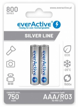 Rechargeable batteries everActive Ni-MH R03 AAA 800 mAh Silver Line - 2 pieces