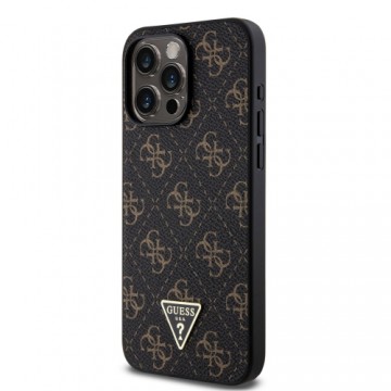 Guess PU Leather 4G Triangle Metal Logo Case for iPhone 15 Pro Max Black