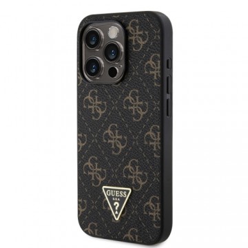 Guess PU Leather 4G Triangle Metal Logo Case for iPhone 15 Pro Black