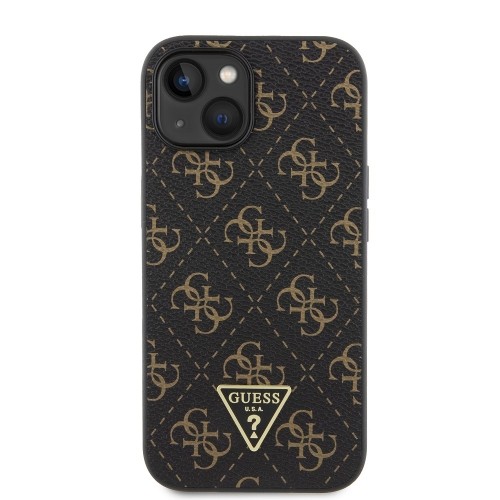 Guess PU Leather 4G Triangle Metal Logo Case for iPhone 15 Black image 2
