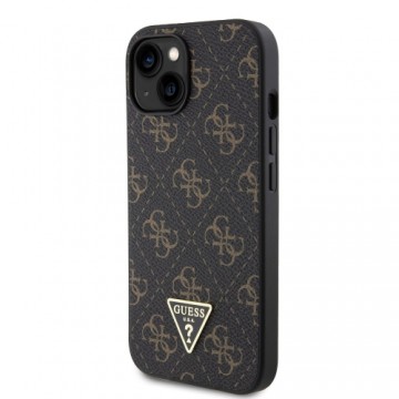 Guess PU Leather 4G Triangle Metal Logo Case for iPhone 15 Black