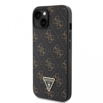 Guess PU Leather 4G Triangle Metal Logo Case for iPhone 14 Black