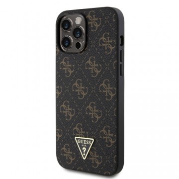 Guess PU Leather 4G Triangle Metal Logo Case for iPhone 13 Pro Max Black