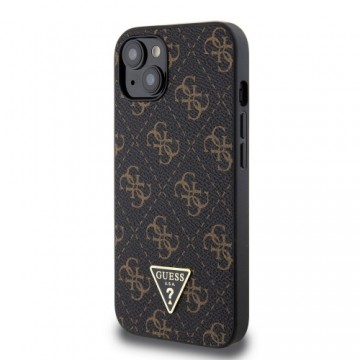 Guess PU Leather 4G Triangle Metal Logo Case for iPhone 13 Black