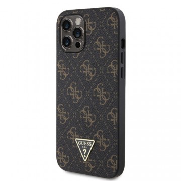 Guess PU Leather 4G Triangle Metal Logo Case for iPhone 12 Pro Max Black