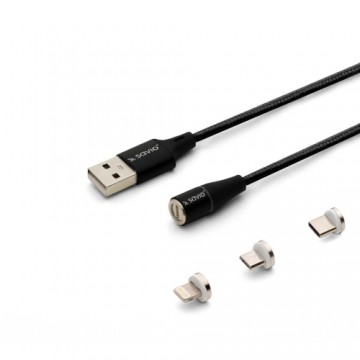 Savio CL-155 USB cable 2 m USB 2.0 USB C Micro USB A/Lightning Black