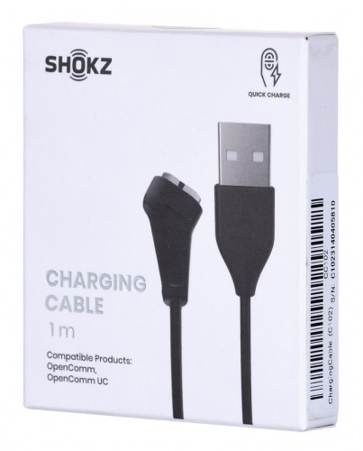 SHOKZ Charging Cable for OpenComm2/OpenComm2 UC Wireless Bluetooth Bone Conduction Videoconferencing Headset - 1m Cable Length, Black (CC102) image 1