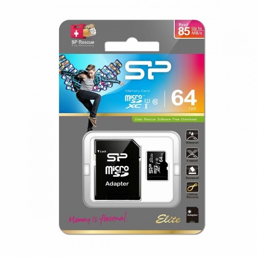 Mikro SD Atmiņas karte ar Adapteri Silicon Power SP064GBSTXBU1V10SP SDHC 64 GB image 2