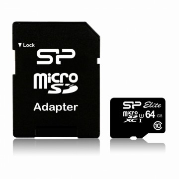 Mikro SD Atmiņas karte ar Adapteri Silicon Power SP064GBSTXBU1V10SP SDHC 64 GB
