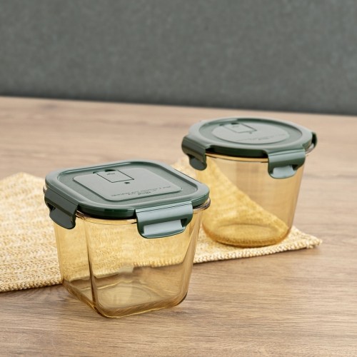 Герметичная коробочка для завтрака Bidasoa Infinity Квадратный 900 ml Жёлтый Cтекло (12 штук) image 4