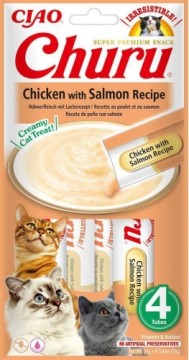 INABA Churu Chicken with salmon recipe - cat treats - 4x14 g