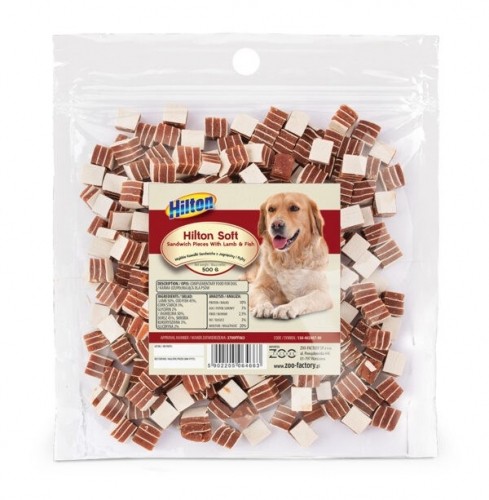 HILTON Sandwich pieces with lamb and fish - Dog treat - 500 g image 1