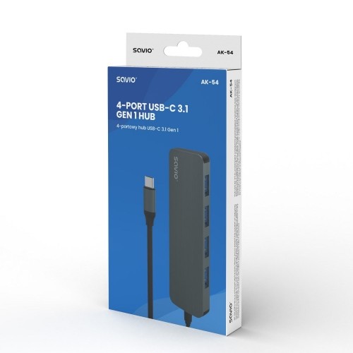SAVIO Hub USB-C - 4 x USB-A, AK-54 image 3