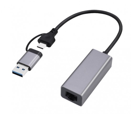 Gembird A-USB3AC-LAN-01 USB 3.1 + type-C Gigabit network adapter, space grey image 1
