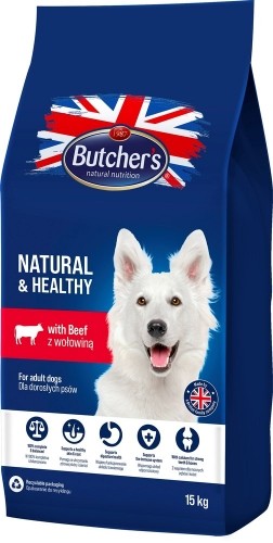 BUTCHER'S Natural&Healthy with beef - dry dog food - 15 kg image 1