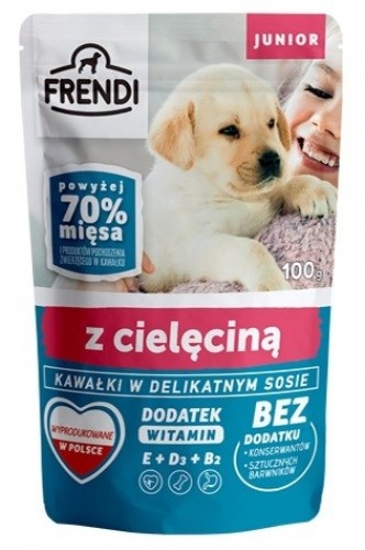 FRENDI Junior Pieces in a delicate sauce with veal - Wet dog food - 100 g image 1