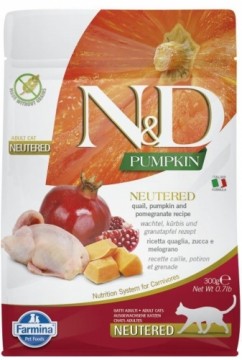 FARMINA N&D Pumpkin Cat Quail and Pomegranate Neutered Adult - dry cat food - 300 g