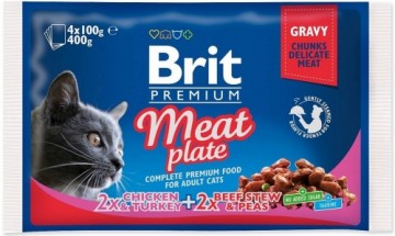 BRIT Premium Cat Meat Plate - wet cat food - 4x100g