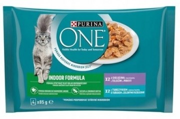Purina Nestle PURINA One Indoor Tuna, veal - wet cat food - 4x85g