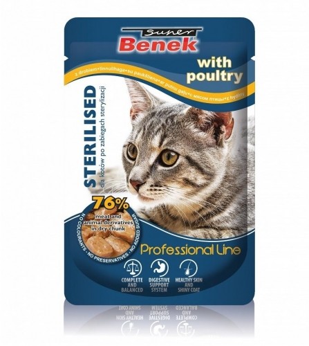 SUPER BENEK Sterilised with poultry - wet cat food - 100g image 1
