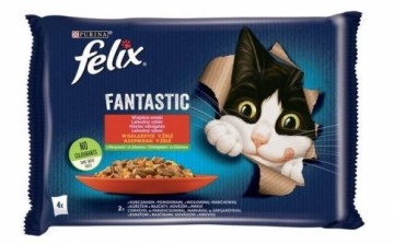 Purina Nestle Felix Fantastic country flavors meat with vegetables - chicken with tomatoes, beef with carrots - 340g (4x 85 g)