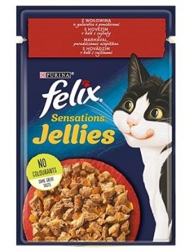 Purina Nestle Felix sensations Duo with beef and tomatoes in jelly - wet food for cats - 85g