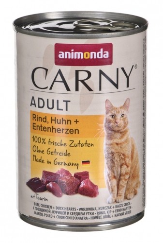 ANIMONDA Carny Adult Beef, chicken and duck hearts - wet cat food - 400 g image 1