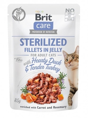 BRIT Care Sterilized Fillets in Jelly - duck and turkey fillets in jelly - wet cat food - 85 g image 1