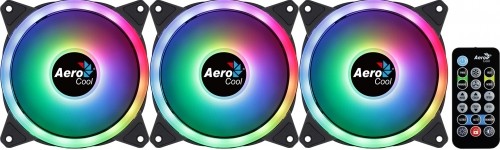 Aerocool DUO12PRO Kit 3xFan 12cm ARGB LED Dual Ring Antivibration 6 Pins Black image 2