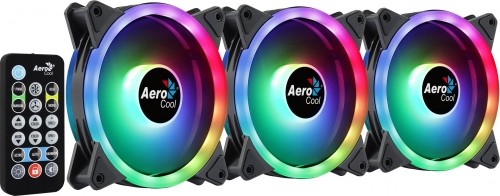 Aerocool DUO12PRO Kit 3xFan 12cm ARGB LED Dual Ring Antivibration 6 Pins Black image 3