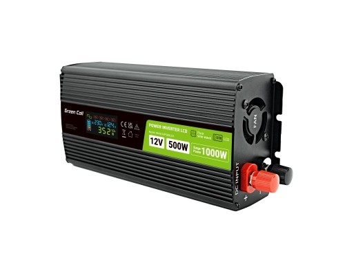 Green Cell PowerInverter LCD 12V 500W/10000W car inverter with display - pure sine wave image 1