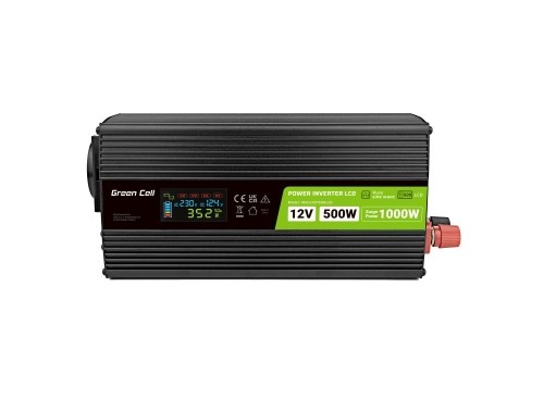 Green Cell PowerInverter LCD 12V 500W/10000W car inverter with display - pure sine wave image 2