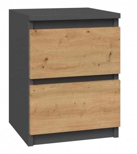 Top E Shop Topeshop M2 ANTRACYT/ARTISAN nightstand/bedside table 2 drawer(s) Anthracite, Oak, Wood image 1